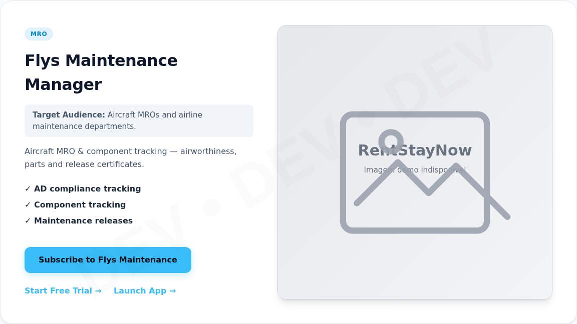 Flys Maintenance Manager Preview