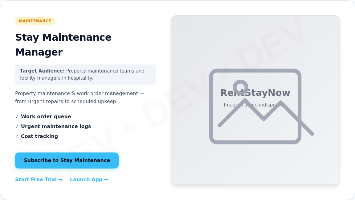 Stay Maintenance Manager Preview